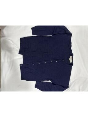 Vtg. Crystal-Kobe Navy Blue Acrylic Button-Up Cardigan Sweater Medium